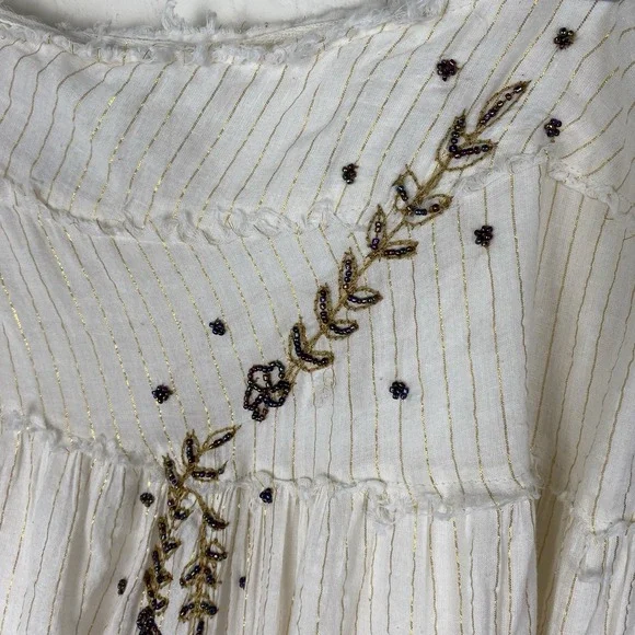 John Paul XL Skirt Tiered Embroidered Beaded Cowgirl Broomstick Full 100% Cotton - Picture 4 of 9